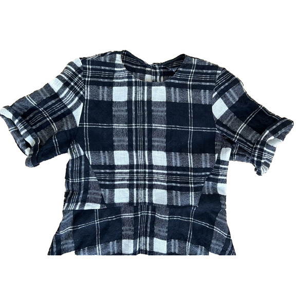 ZARA Dress Plaid Black and White Wool Blend burnout Size XS - Picture 3 of 9